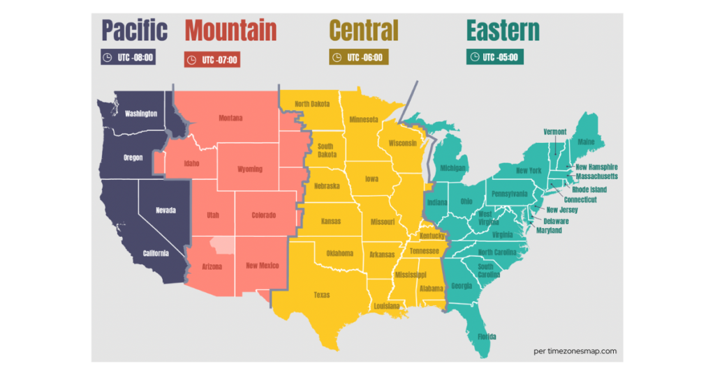 USA Time Zone Map